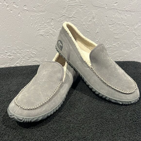 🔥🔥SOREL “DUDE MOC” Gray Suede Slippers Slip-On Loafers - Men Sz 12 - EXCELLENT - Picture 3 of 12
